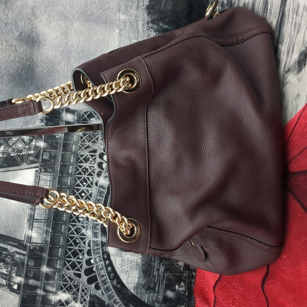Coach Deep Burgundy Edie Leather Bag - Picture 5 of 16
